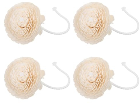 NOLITOY 4pcs Chrysanthemum Flower Essential Oil Diffuser with Bendable Cotton Rope Natural Wood Flower Fragrance Diffuser Refill for Home Office Decor Continuous Release