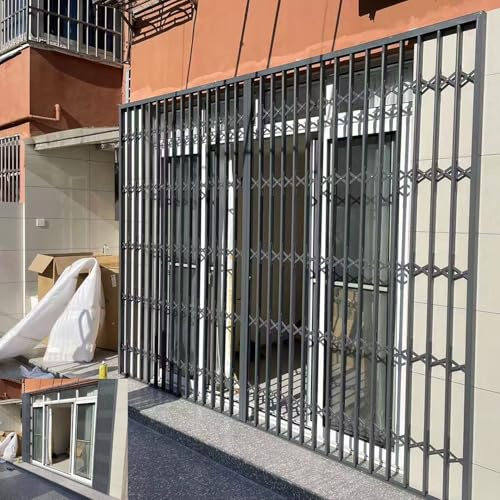 Fenstergitter Einbruchschutz Ausziehbares Sicherheitsfenstergitter, Metall-Schutzgitter für den Keller, Einbruchschutzgitter für Horizontale Schiebefenster, Schiebetürschloss(W55xH60cm/22x24in)