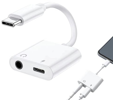 1PCS USB C to 3.5mm Jack Headphone and Charger Adapter 2-in-1 Type C to Aux Audio Jack Adapter Compatible with iPhone 15 16 Series, Samsung Galaxy S23/S22 Ultra