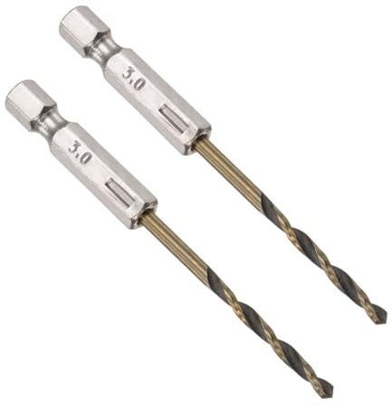 ROWORKX 2Pcs 3mm Twist Drill Bit – 1/4 Inch Hex Shank HSS Drill Bits – Spiral Flute 135° Split Point Bits for Wood Plastic Aluminium and Thin Metal