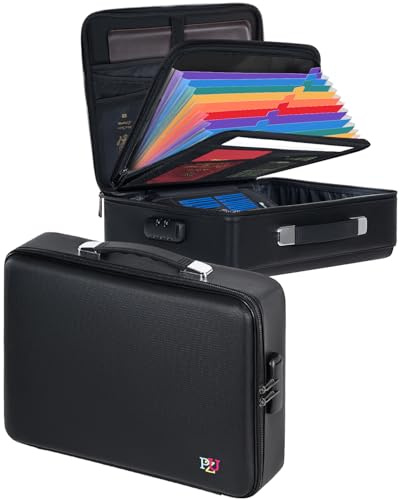 Lifefluent Fireproof Document Box – Lockable Hard-Shell Fireproof Box for Important Documents, Certificates, Laptops and Passports（Black）