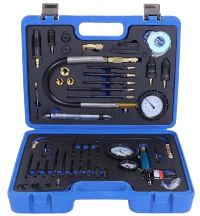 Shkalacar Kit de Prueba de Compresión y Fugas, Probador Cilindro Motor Doble Calibre con Manómetro Alimentado por Aceite y Detector Fugas, para Motores Diésel Gasol