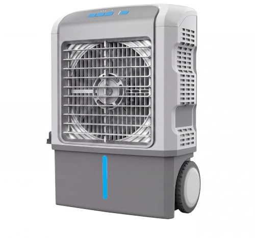 Enfriador Evaporativo Portátil TITAN CHILL. EXTERIOR/Interior. Tecnología Hydro-Chill. Depósito agua18L. Refresca hasta 46 m². 3 Velocidades. Conexión a Manguera. Ruedas/Asa. Sin instalación.