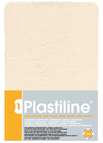 Plastilina 7140T - Panetto di Plastilina- Pasta modellabile, alta precisione - Modellare, scolpire, plasmare - durezza 1 (molto morbida) - 750g - Colore avorio. Prodotto in Francia