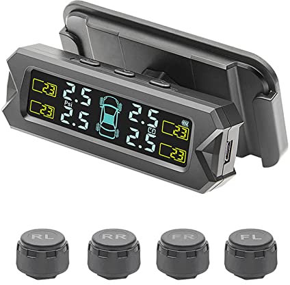 Reifendruck Kontrollsystem, TPMS Auto Solar Reifendruckkontrollsystem Mit 4 Externen Sensoren, 6 Alarmmodi, LCD Anzeige ReifenDruck Und Temperatur Für Wohnmobil Wohnwagen Anhänger LKW SUV KFZ