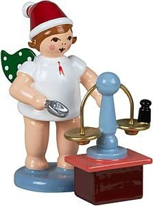 Rudolphs Schatzkiste Holzfigur Bäckerengel mit Waage ohne Krone Höhe 6cm NEU Holzengel Instrument Seiffen Erzgebirge Figur Dekoration Holzfiguren Weihnachten Fensterschmuck Spielzeug Deko