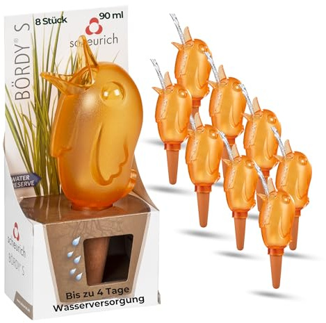'Dispensador de agua bördy Color Naranja, tamaño 15 cm, volumen 90 ml para hasta 4 días de riego sus plantas