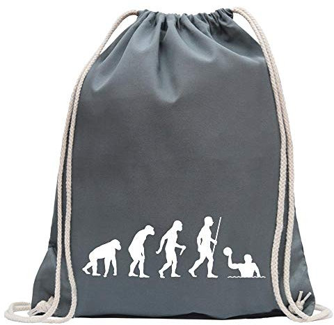 Kiwistar - Turnbeutel - stahlgrau - Wasserball Evolution - Fun Rucksack Sport Beutel Gymsack Baumwolle mit Ziehgurt