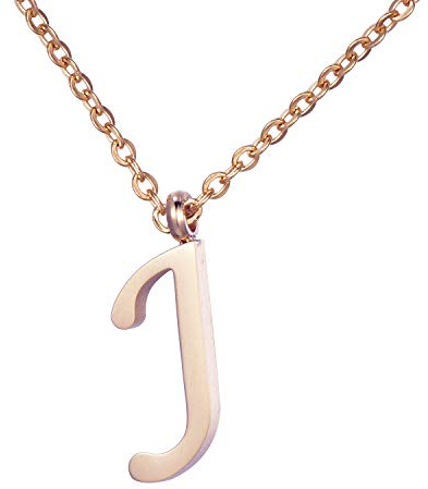 Morella Damen Halskette mit Buchstaben Anhänger Edelstahl Rosegold in Schmuckbeutel