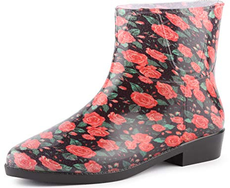 Ladeheid Botines de Lluvia para Mujeres Botas de Agua Zapatos Impermeables de Mujer Botines Elegantes de Goma Rainboots Bootie LAZT201802 (Rosas, 38 EU)