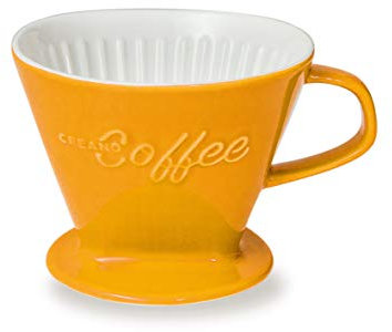 Creano Filtro per Caffè in Porcellana Misura 4 e 6 Compatibile con Sacchetti Filtranti 1x4 Caffettiera Accessorio Caffè Regalo Perfetto - Colore Giallo Zafferano