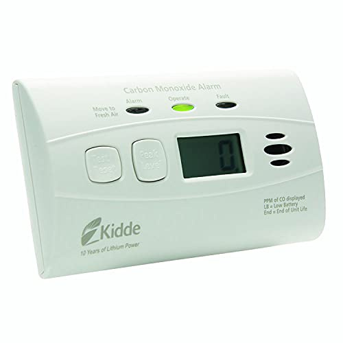 Kidde Carbon Monoxide Detector, 10-Year Battery Powered, Digital Display, LED Status Indicators, 85 dB Alarm, 3rd Edition