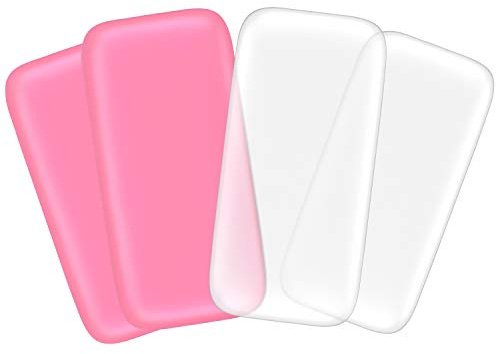 Blulu 4 Pcs Silicone Lash Pads Eyelash Extension Holder Pallet False Lashes Holder Grafting Gasket Pallet Tools for Fake Eyelash Adhesive, Pink and Transparent
