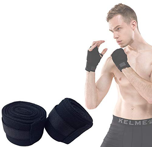 LZQpearl Boxing Hand Wraps, Bandagen Aus Reiner Baumwolle, Für Kampfsport, Boxen, MMA & Cross Fitness, Männer & Frauen (Black,2.5m)