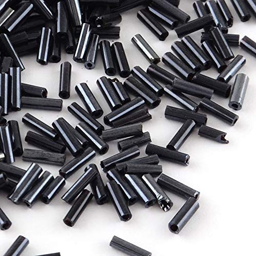 3300 cuentas de cristal de 6 mm, perlas de cristal de forma tubular, perlas en forma de palillos, Roccailles (negro metalizado)
