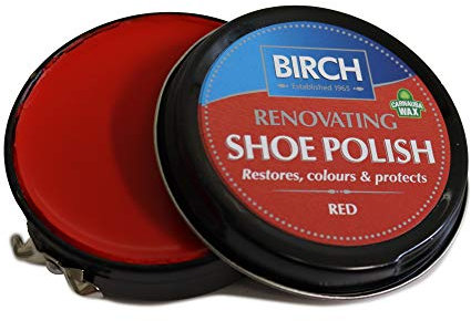 Charles Birch Premium Renovating Shoe Polish 50ml, High Pigment, Cleans Protects Shines inc Carnauba Wax, Lever Open Tin (Red)