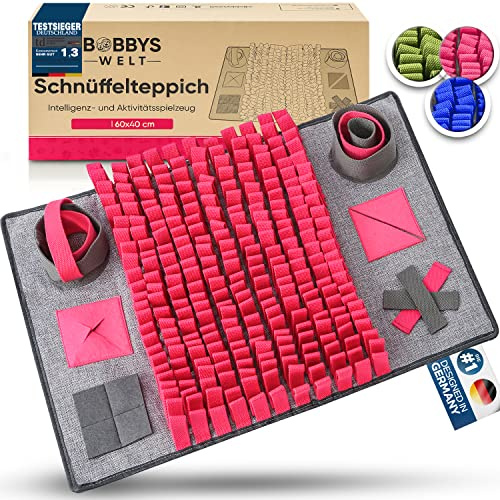 BOBBYS WELT® Schnüffelteppich [Testsieger] für Hunde & Katzen + GRATIS E-Book - Interaktives bissfestes Hundespielzeug - Intelligenzspielzeug zur Förderung und Auslastung - Denkspielzeug | Pink