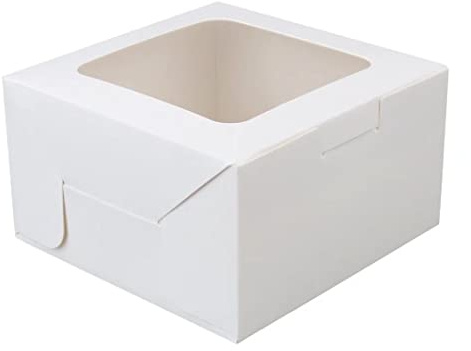 EDATOFLY 50 Stück Cupcake-Boxen mit Fenster, Kraftpapierbox mit 60 Aufklebern für Cupcakes, aus Kraftpapier für Gebäck, Kekse, Cupcakes, Torten (weiß)