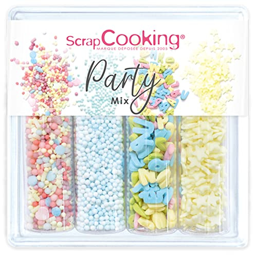 SCRAP COOKING - Décors Sucrés Party Mix 65g - Décorations Multicolores Pâtisserie, Desserts, Gâteaux, Biscuits, Cupcakes, Anniversaires Bleu