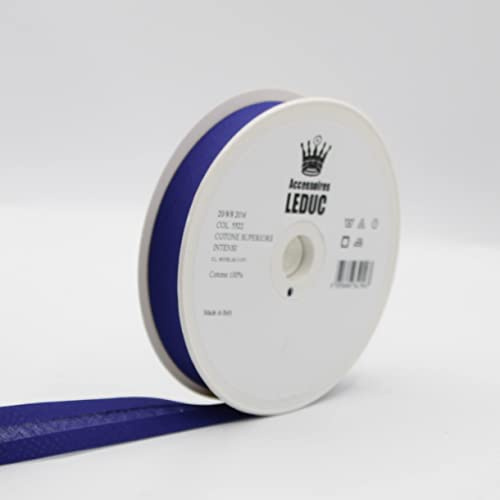Leduc Schrägband, Baumwolle, 20 m, 30 Farben, für Doppelnähte, 8 + 20 + 8 mm, italienische Qualität, Blau 5522