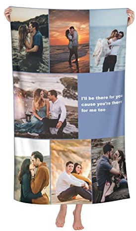 Naispanda Personalisiertes Strandtuch mit Foto, Personalisiertes Badetuch mit Foto und Text, Anpassbares Schnell Trocknendes Mikrofaser-Badetuch, Personalisiertes Handtuch - 130 * 80 cm