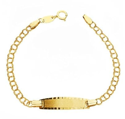 Monde Petit - 9K Gelbgold Personalisierte Baby Mädchen Slave Hungarian Matte Glanz Kinder Armband 12 cm - Geschenkbox - Garantiezertifikat