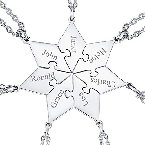 FaithHeart Collana dell'Amicizia 2/3/4/5/6/7/8 Pezzi Ciondoli a Cuore Separabili Nomi Personalizzati del Migliore Amici Catene Regolabili Gioielli Best Friends BFF per il Regalo di Natale Compleanno