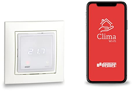 VEMER VE780201 ASSO WIFI INT - Cronotermostato WIFI da Incasso, Programmazione Settimanale Tramite APP, Compatibile con Scatole da Incasso Rotonde, Alimentazione 230V, Bianco Opale