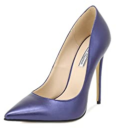 QUEEN HELENA Scarpe con Tacco a Spillo Decollete a Punta Chiusa Eleganti Donna K2104M (K2104T Blu Metal, Numeric_37)