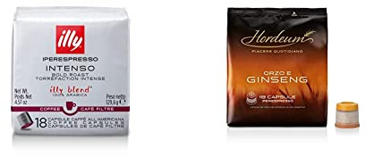 illy Caffè all'Americana in capsule Iperespresso Tostato Intenso, 6 Confezioni da 18 Capsule, Totale 108 Capsule & Hordeum Capsule Iperespresso Orzo e Ginseng, Confezione da 108 Capsule