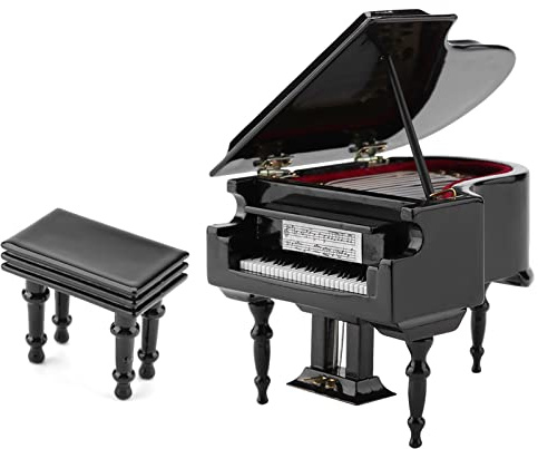 Hapivida Piano Miniature, Mini Modèle de Piano en Bois Exquis de 3,9 Pouces, Modèle d'Instrument de Musique de Décoration, Ornement de Café à la Maison pour Les Objets de Collection de Passe-Temps