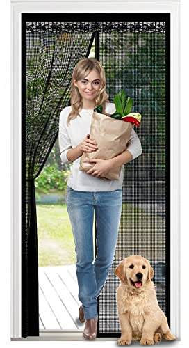 Mosquitera Magnética para Puerta, Cortina Mosquitera con Imán para Puerta Exterior de Balcón y Patio, Mosquitera de Cierre Magnético Automático para Control de Insectos (120 x 230cm, Negro)