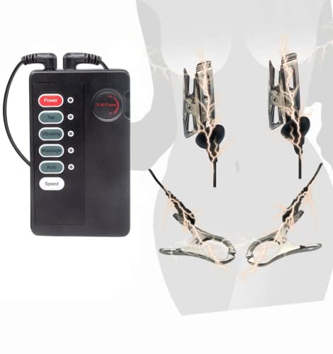 Électrostimulation Pinces À Tétons Extreme Bondage Set, Contrôleur pour électrostimulation, Double Sortie Hôte Fort, Jouet Sexuel SM - Pour femmes, hommes et couples