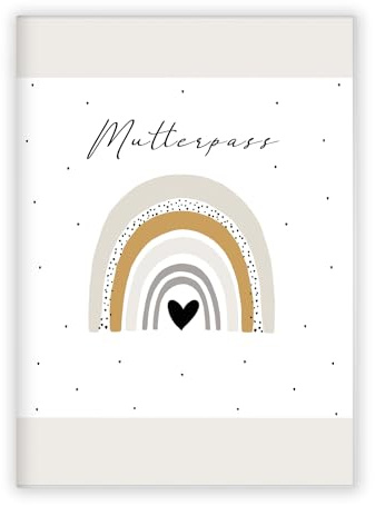 Mutterpasshülle | Schutzhülle für den deutschen Mutterpass | Geschenkidee zur Schwangerschaft (ohne Personalisierung, Regenbogen Beige)