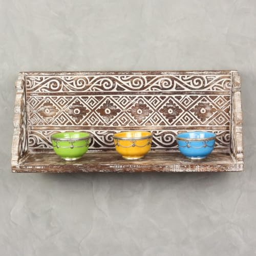 Oriental Galerie Wandregal Wandbrett Küchenregal Hängeregal Vintage Landhaus Shabby Chic Regal Panel beidseitig verwendbar 60 cm breit braun