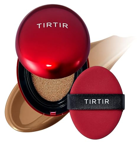 TIRTIR Mask Fit Red Cushion Foundation | Volle Deckkraft, Leicht & Hautnah, Satin Glow Finish | Koreanisches Cushion Make-up, Tattoo-Abdeckung, Aufbauend (0,63 Fl Oz), 43N Deep Cocoa