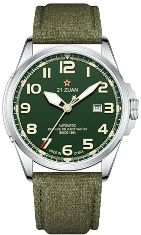Seagull Mechanische Herrenuhr, Automatikuhren, Militäruhren für Herren, Armee, Taktische Feldsport-Arbeitsuhr, wasserdichte Datumsanzeige, Outdoor-Arbeit, Wrsitwatch, D581, grün, Armband