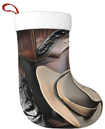 PEGQCVAM Botas vaqueras con sombrero negro occidental, medias de Navidad. Imprescindible para las familias navideñas, adecuadas para decoración navideña. Un ambiente cálido de vacaciones.