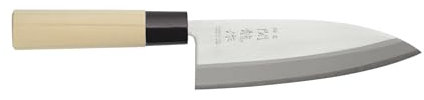 HENDI Deba Messer, breites Klinge, zum Filetieren und Schneiden, extra scharf, japanisches Design, japanisches Messer, Kochmesser, Klingenlänge: 150mm, 275x54x(H)22mm, Edelstahl, Pappelholz