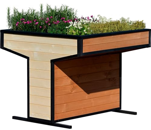 dobar® Hochbeet Wheely Gr. XXL für Rollstuhlfahrer - Großes Salatbeet aus Holz für den Garten -Wetterfestes Kräuterbeet mit Innenvlies - Pflanzbeet, Natur