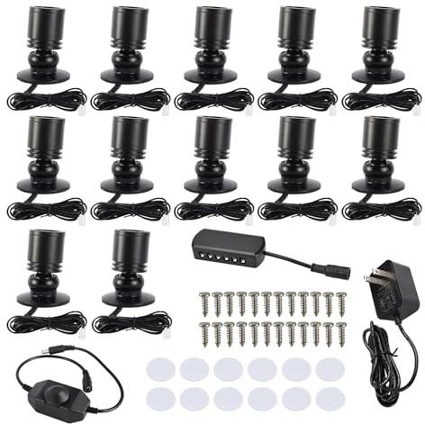 YaeCCC Dimmable LED Mini Spotlight Jewelry Showcase Display Lights Black Shell Surface Mount (Pack-12,Warm White 3000k)
