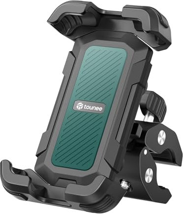 tounee Motorcycle Phone Mount - Dual Vibration Dampener, Tool-Free Bike Phone Holder Handlebar Clip & Secure Lock for iPhone 16/15 Pro Max, 4.7-6.7 Phones - Green