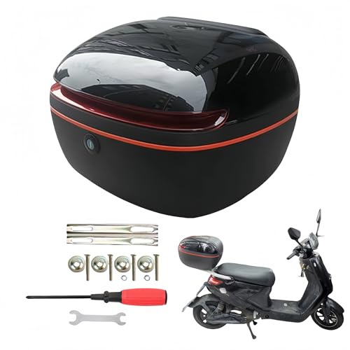 pykaaiiu Motorradkoffer Kofferraum Motorrad Heckbox Mit Sicherheitsschloss, 25L Top Case Rollerkoffer Helmkoffer für Roller Fahrradbox Diverse Farben zur Auswahl(Schwarz)