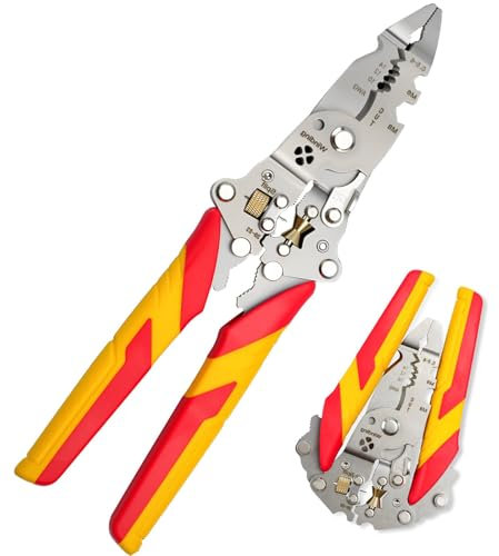 deegbbyi Spelafili Pieghevole, Pinza Spelafili Pieghevole Multifunzione 12 in 1, Pinza Spelacavi Professionale, Strumento Spelacavi, per Elettricisti Spelatura, Taglio e Crimpatura