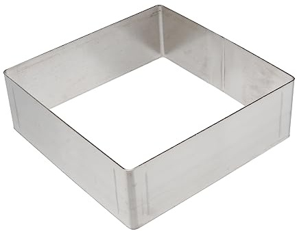 JECOMPRIS Moule à Gâteau Carré En Acier Inoxydable 20 Cm Anneau à Mousse Réutilisable Outil De Pâtisserie Pour Gâteaux Biscuits Et Desserts Couleur Argentée Cuisine Maison