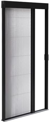 Tenda zanzariera plissettata per porta in alluminio – altezza e larghezza – soglia ultra piatta (nero, 1200 x 2400 mm)
