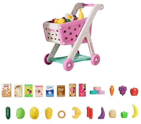 TAIZhiChen Ensemble de Chariot de Courses pour Enfants, Rangement de Bureau, Jouets pour Tout-petits de 3 Ans et Plus, Cadeaux