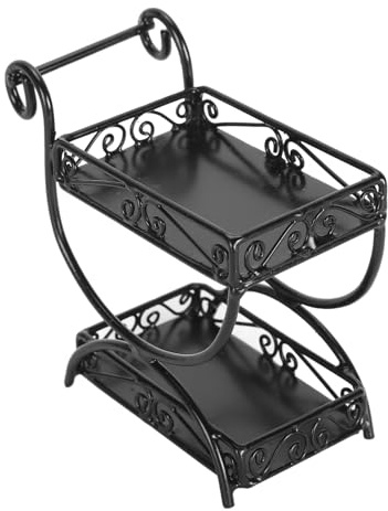 OVAQUIXI Carro de Flores en Miniatura para Casa de Muñecas, Artesanía Detallada, Carro de Decoración de Jardín de Metal para Exhibición de Casa de Muñecas (Black)