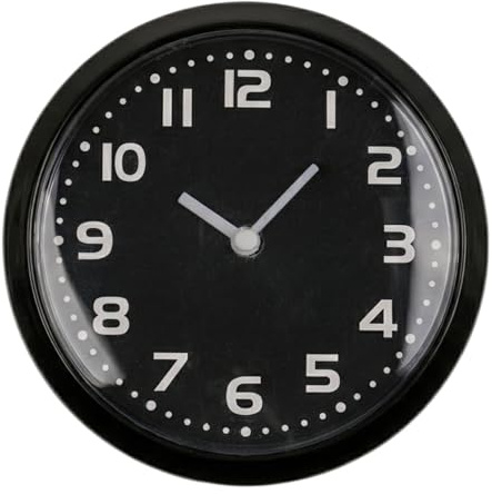 MIJOMA Magnetuhr rund 8 cm – kleine Wanduhr mit Quarzwerk & Aufhängung – geräuscharm & kompakt – ideal für Kühlschrank, Spind, Büro, Küche, Bad (Schwarz)