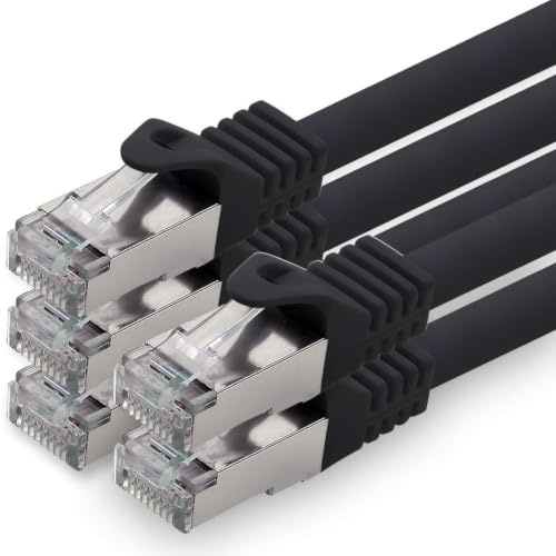1aTTack.de 1.0m - black - pack of 5 CAT.7 network cable patch cable SFTP PIMF LSZH Gigabit Lan cable 10Gb s cat7 raw cable with RJ45 connector Cat6a compatible with CAT5 CAT6 cat7 cat8